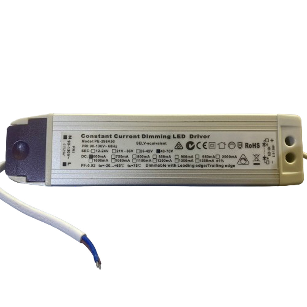 Driver p/Lámpara LED Triac Dimmable, IP20, 24-36W, 90-130Vac, Output: 43-70Vdc, 600mA
