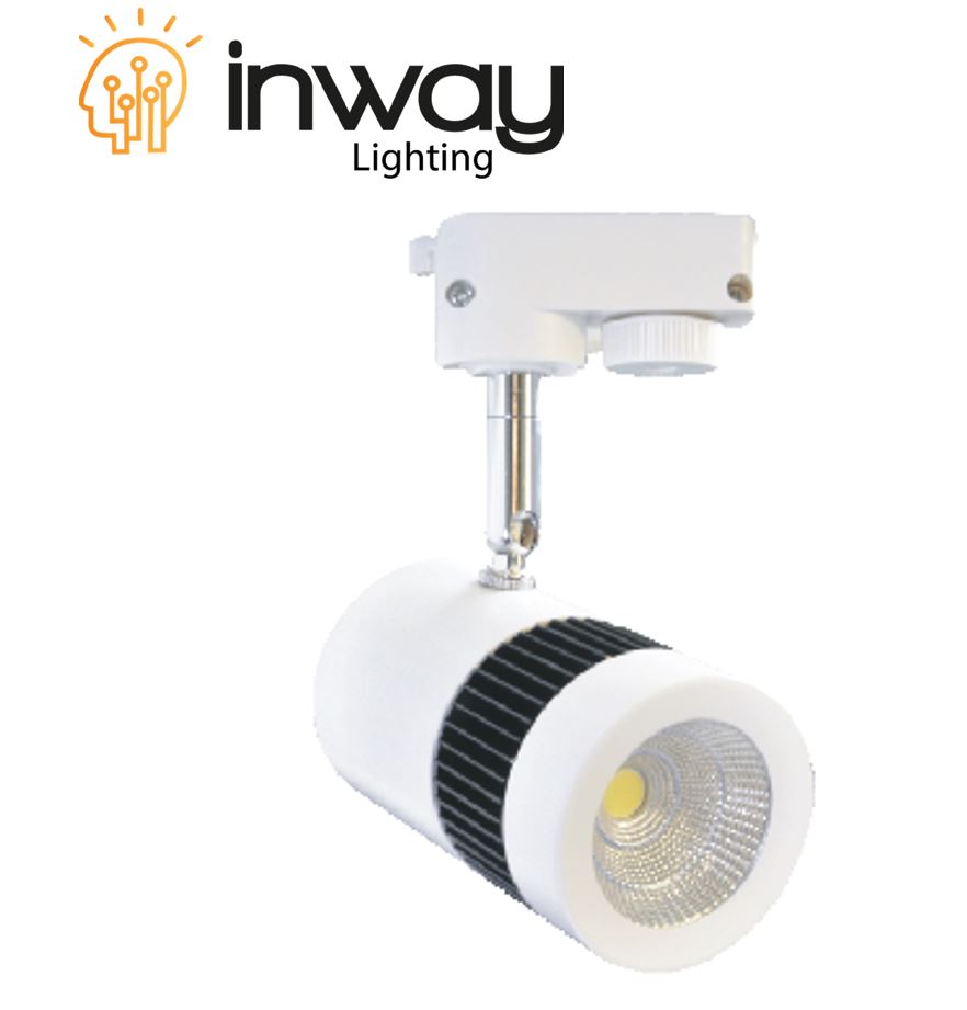 Lámpara de Riel (Track light) tipo COB de 2 cables, 3W, 6000K Blanco Frío, 100-265Vac, IP20, 38 Grados, Blanco