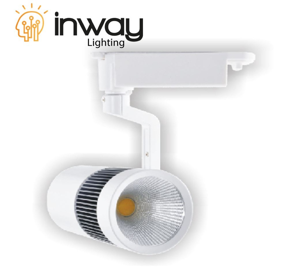 Lámpara de Riel (Track light) tipo COB de 2 cables, 16W, 3000K Blanco Cálido, 100-265Vac, IP20, 38 Grados, Blanco