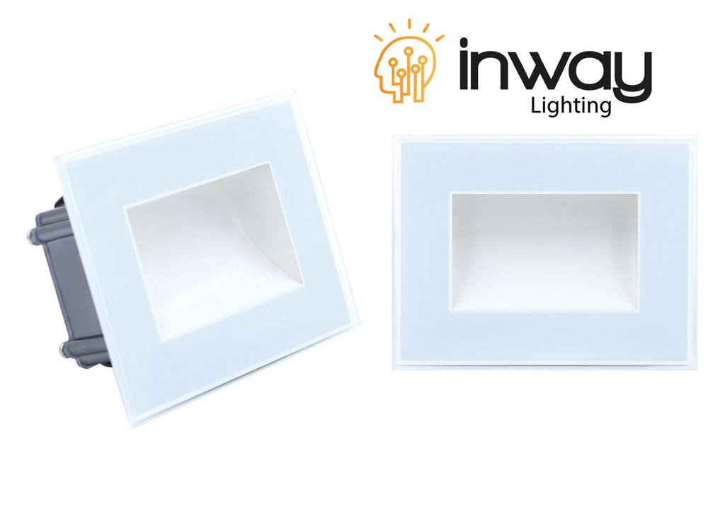 Step Light LED DG-001-0300, 3W, 3000K Blanco Cálido, 100-265Vac, IP65, 45x120 Grados, Dimensiones: 105x81x40mm, Blanco