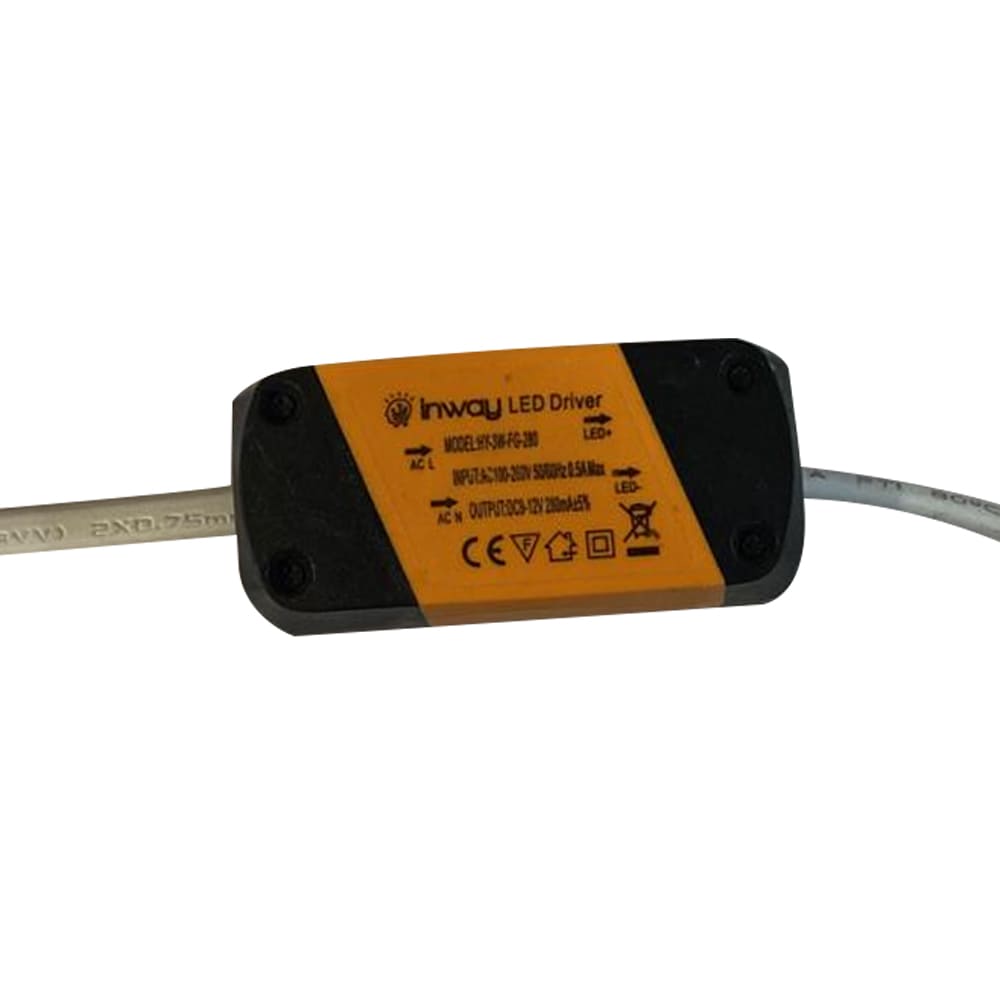 Driver p/Lámpara LED, IP20, 3-5W, 100-260Vac, Output: 9-12Vdc, 280mA