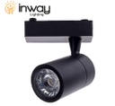 Lámpara de Riel (Track light) tipo COB de 2 cables, 15W, 6000K Blanco Frío, 100-260Vac, IP20, 38 Grados, Negro, Dimensiones: Φ73x100mm