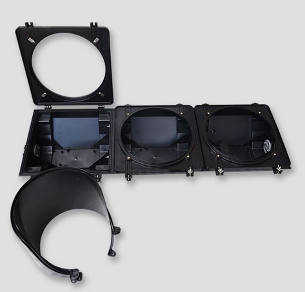 Cajetín p/3 Luces de Semáforo de 300mm, soporte y tablero, Negro