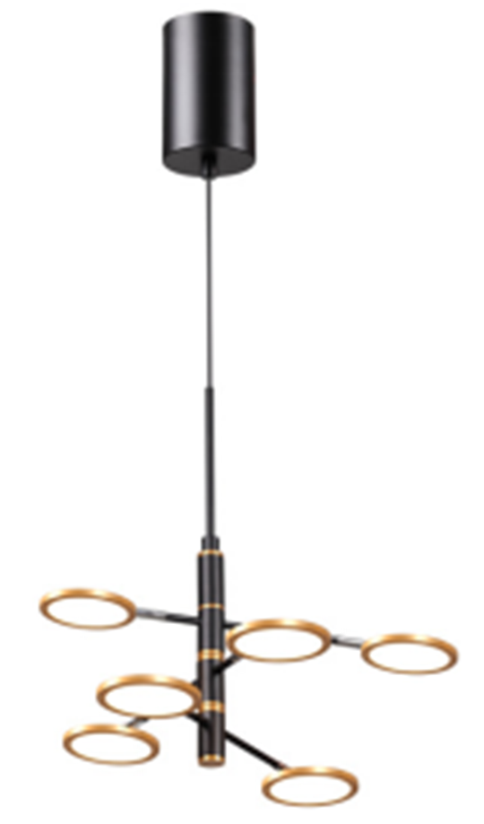 Lámpara LED Decorativa Colgante, DG50917P, 50W, 6000K Blanco Frío, 85-265Vac, Dimensiones: 800x800x1500mm, IP20, Dorado