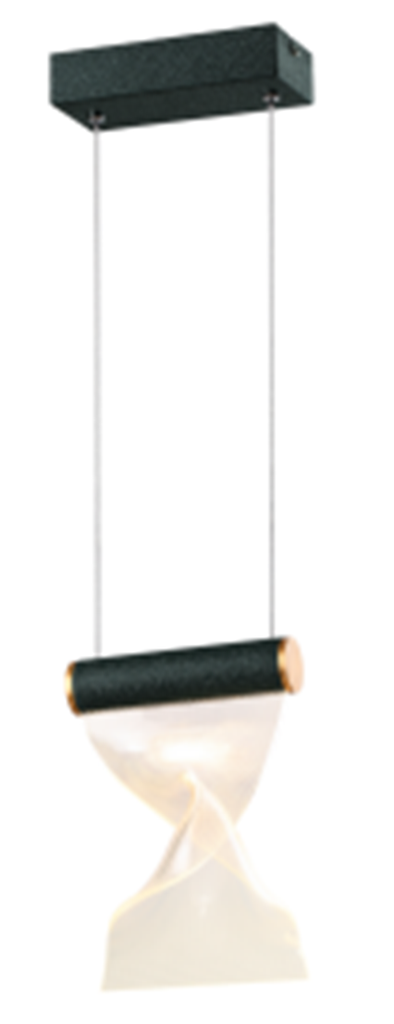 Lámpara LED Decorativa Colgante, DG60320P, 8W, 3000K Blanco Cálido, 85-265Vac, Dimensiones: 180x90x1500mm, IP20, Verde oscuro con dorado