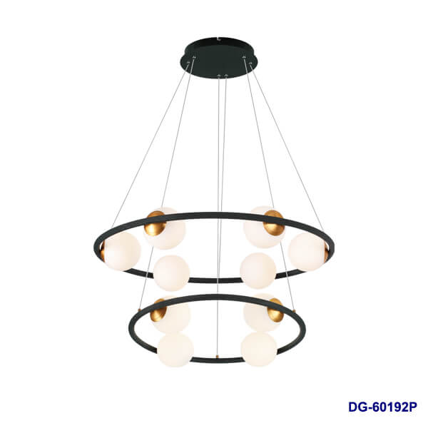 Lámpara LED Decorativa Colgante, DG60192P, 80W, 4000K Blanco Natural, 85-265Vac, Dimensiones:  780x780x1500mm, IP20, Verde oscuro con dorado