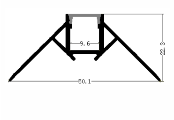 Perfil de Aluminio p/Cinta LED con PCB de 9mm, DG-EF5022, Medidas: 50.1x22.3x2000mm, p/Esquina hacia afuera, incluye: difusor opal con nivel de transparencia de un 65% y 2 tapas terminales, Plateado