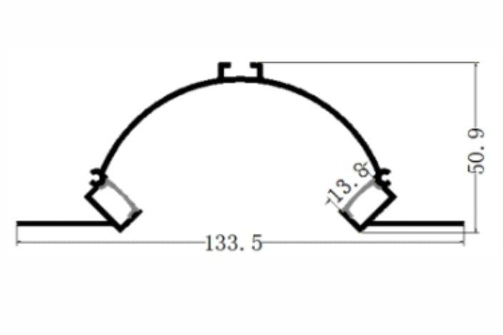 Perfil de Aluminio p/Cinta LED con PCB de 12mm, DG-E13451, Medidas: 133.5x50.9x2000mm, p/Empotrar, incluye: difusor opal con nivel de transparencia de un 65%, 2 tapas terminales y 4 tornillos, Plateado