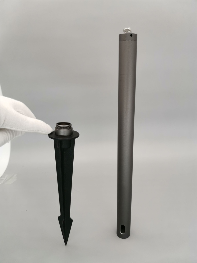 Poste tipo extension p/estaca, 750mm, Material: Aluminio, Gris Oscuro, Incluye: Estaca DG-260, Φ60X260mm y Pedal p/ajuste de estaca al piso