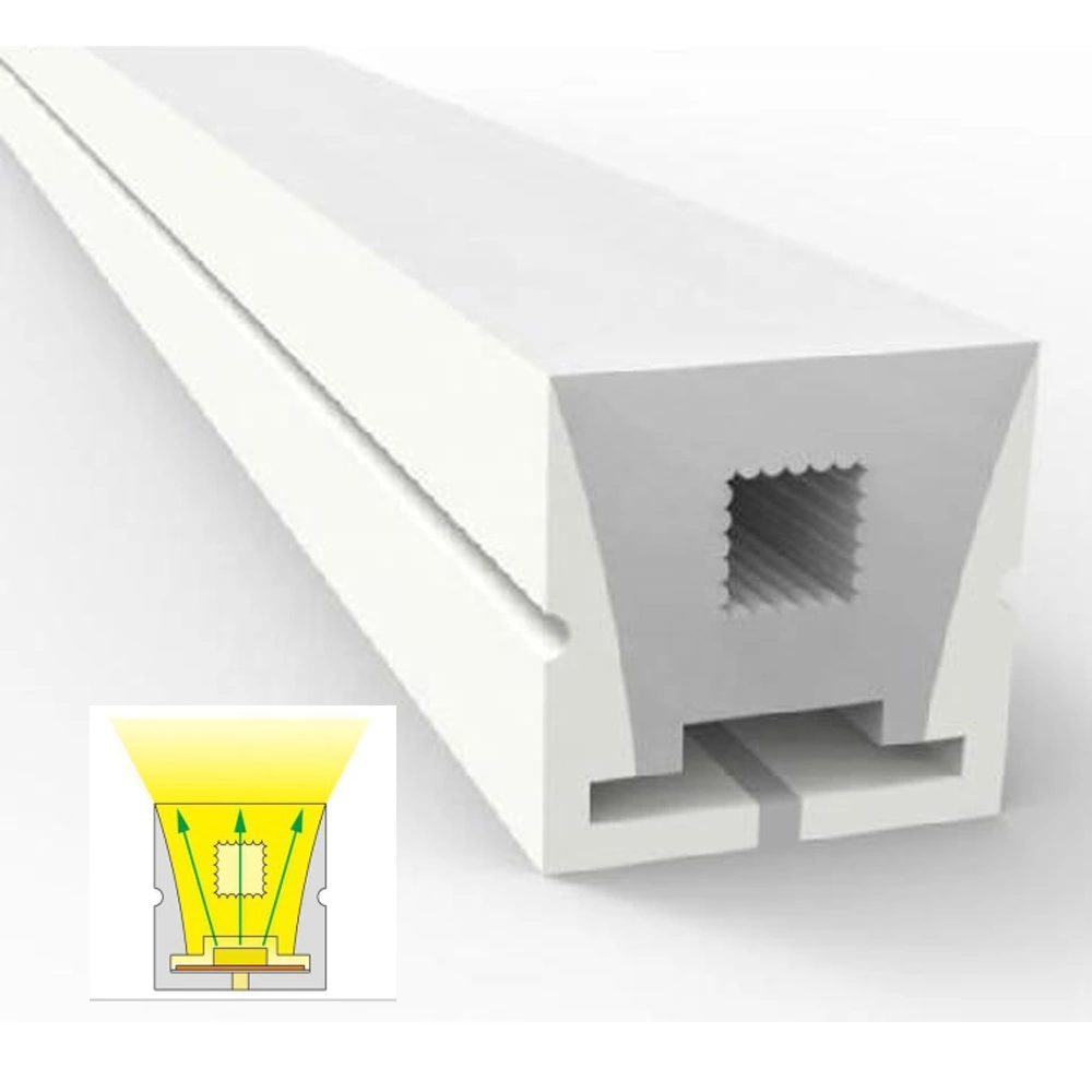 Tubo de Neón de 5mts, DG-1616 para Cinta LED de ancho (PCB) 10mm, Dimensiones: 16x16x5000mm, Material: Silicona, IP65