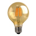 Bombilla de Filamento Vintage, Tipo G80, 6W, 2700K Blanco Cálido, E27, Ámbar, 110-130Vac, Dimensiones: 80x120mm, IP20, 360 Grados