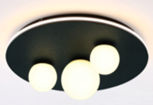 Lámpara LED Decorativa de Superficie, DG60196C, 48W, 4000K Blanco Natural, 85-265Vac, Dimensiones: 495x495x175mm, IP20, Verde oscuro con dorado