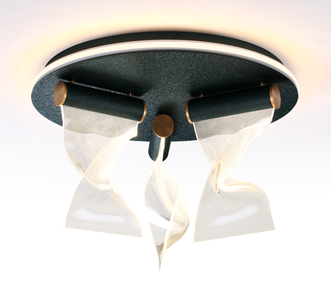 Lámpara LED Decorativa de Superficie, DG60324C, 54W, 4000K Blanco Natural, 85-265Vac, Dimensiones: 495x495x300mm, IP20, Verde oscuro con dorado