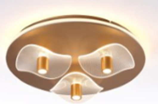 Lámpara LED Decorativa de Superficie, DG60485C, 48W, 4000K Blanco Natural, 85-265Vac, Dimensiones: 495x495x105mm, IP20, Dorado con blanco
