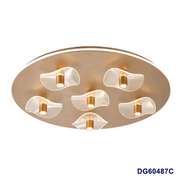 Lámpara LED Decorativa de Superficie, DG60487C, 85W, 4000K Blanco Natural, 85-265Vac, Dimensiones: 814x814x105mm, IP20, Dorado con blanco