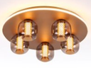 Lámpara LED Decorativa de Superficie, DG60832C, 48W, 4000K Blanco Natural, 85-265Vac, Dimensiones: 622x622x165mm, IP20, Dorado con blanco