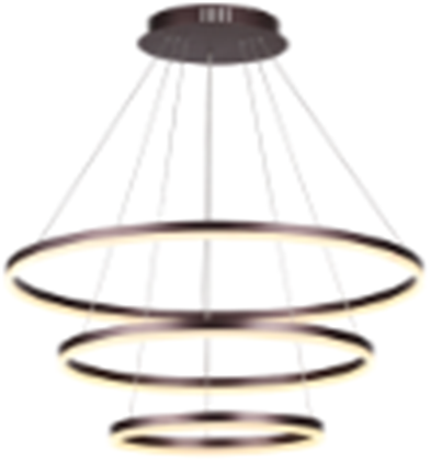Lámpara LED Decorativa Colgante, DG60774P, 162W, 4000K Blanco Natural, 85-265Vac, Dimensiones: Φ(400+600+800)x1200mm, IP20, Marrón
