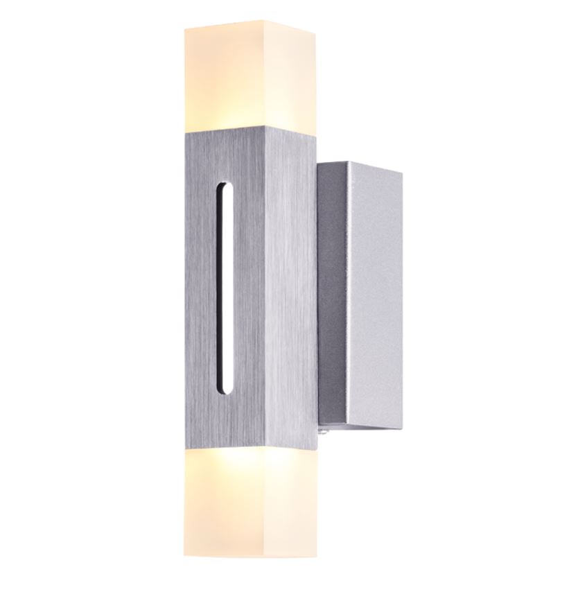 Lámpara LED Decorativa de Pared (Aplique), DG51227W, 6W, 4000K Blanco Natural, 85-265Vac, Dimensiones: 60x75x200mm, IP20, Plateado