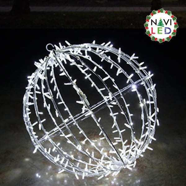 Esfera Navideña LED 3D p/Exterior, Blanco, 110Vac, 120LED, Dimensiones: 50cm, IP65, Cable de 1.5 metros, Con Power Cord