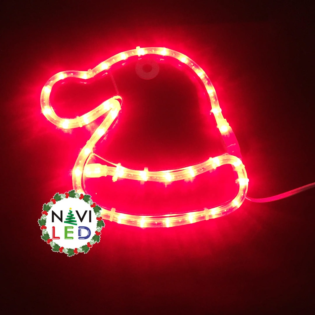 Adorno Navideño 2D en Manguera LED p/exterior tipo gorro, Rojo, 110Vac, Dimensiones: 23.5x24.8cm