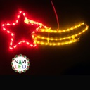 Adorno Navideño 2D en Manguera LED p/exterior tipo estrella fugaz, Rojo + amarillo, 110Vac, Dimensiones: 55.5x30cm, Con Power Cord