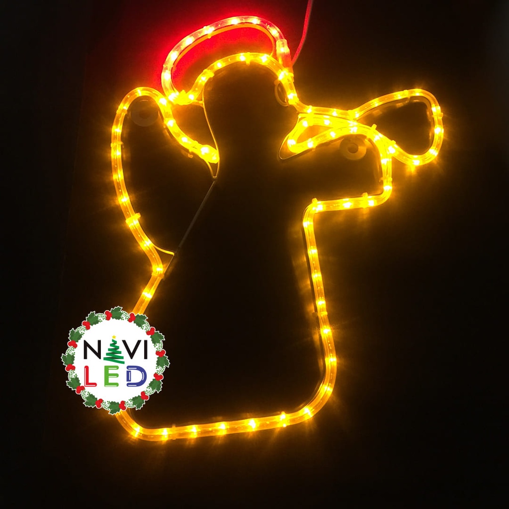 Adorno Navideño 2D en Manguera LED p/exterior tipo angel, Rojo + amarillo, 110Vac, Dimensiones: 45.5x38.5cm