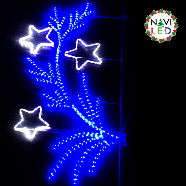 Adorno Navideño 2D en Manguera LED p/exterior tipo DG-016, azul + 2700K Blanco Cálido, 110Vac, Dimensiones: 80x150cm