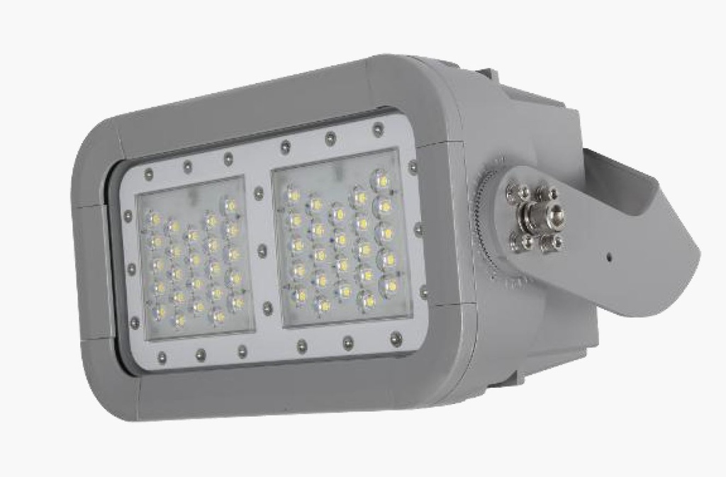 Reflector LED Modular FL18C-2, 120W, 5000K, M25A, 2318 (2x24pcs), 40x15 Grados, 100-240Vac, Dimmable de 0-10Vdc, Con Supresor de pico interno de 10KV, IP68, Gris