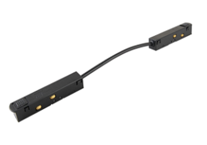 Conector Doble con cable p/Riel de 20mm de ancho de Lámpara Magnética de 2 cables, 48Vdc, Negro