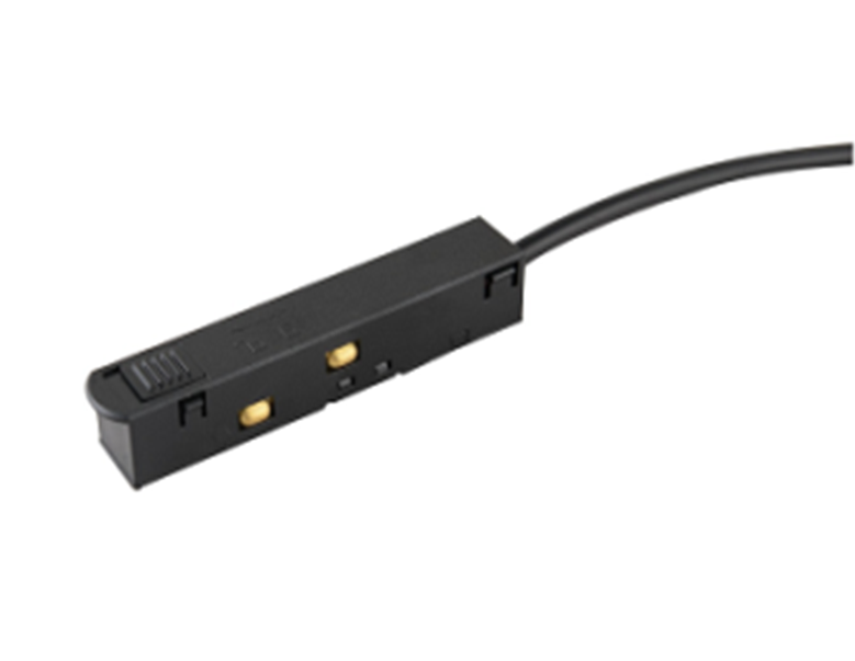 Conector p/ Alimentación de Riel de 20mm de ancho de Lámpara Magnética de 2 cables, 48Vdc, Negro