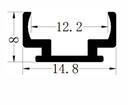 Perfil de Aluminio DG-1408 p/Tubo de silicona de Cinta LED con PCB de 10mm, Medidas: 14.8x8x2500mm, IP65, Plateado