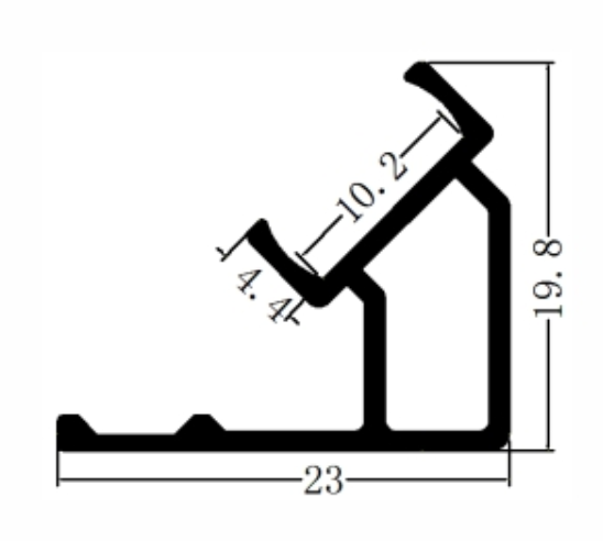 Perfil de Aluminio DG-2319 p/Tubo de silicona de Cinta LED con PCB de 8mm, Medidas: 23x19.8x2500mm, IP65, Plateado