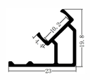 Perfil de Aluminio DG-2319 p/Tubo de silicona de Cinta LED con PCB de 8mm, Medidas: 23x19.8x2500mm, IP65, Plateado