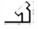 Perfil de Aluminio DG-2622 p/Tubo de silicona de Cinta LED con PCB de 12mm, Medidas: 26x22.36x2500mm, IP65, Plateado