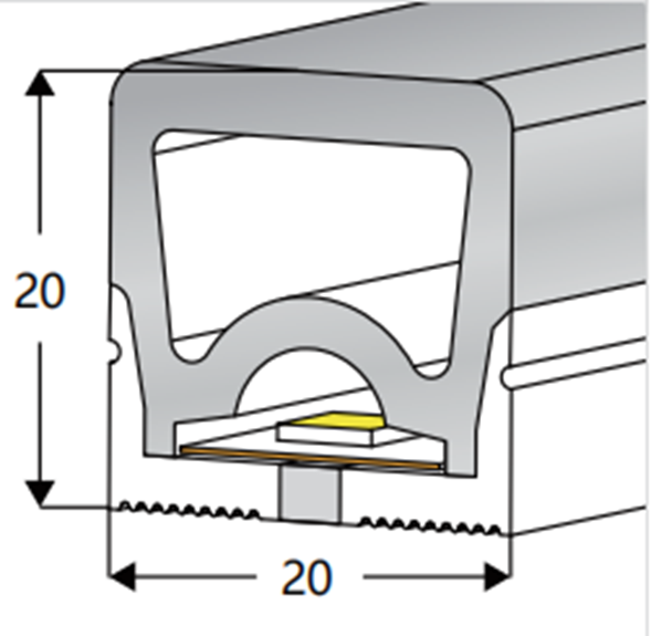 Tubo de Neón de 5mts, DG-2020 para Cinta LED de ancho (PCB) 10-12mm, Dimensiones: 20x20x5000mm, Material: Silicona, IP65