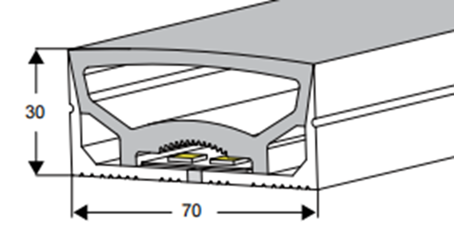 Tubo de Neón de 5mts, DG-7030 para Cinta LED de ancho (PCB) 20mm, Dimensiones: 70x30x5000mm, Material: Silicona, IP65