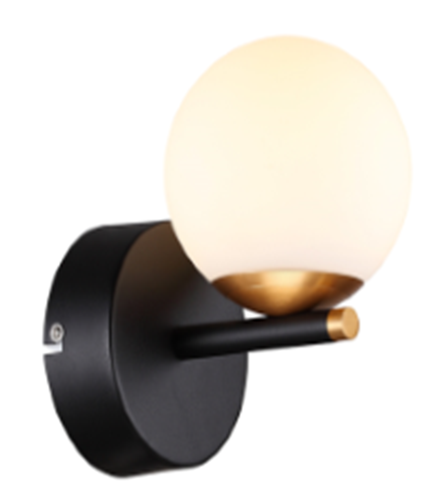 Lámpara LED Decorativa de Pared (Aplique), DG60120W, 8W, 4000K Blanco Natural, 85-265Vac, Dimensiones: 175x130x200mm, IP20, Negro con dorado