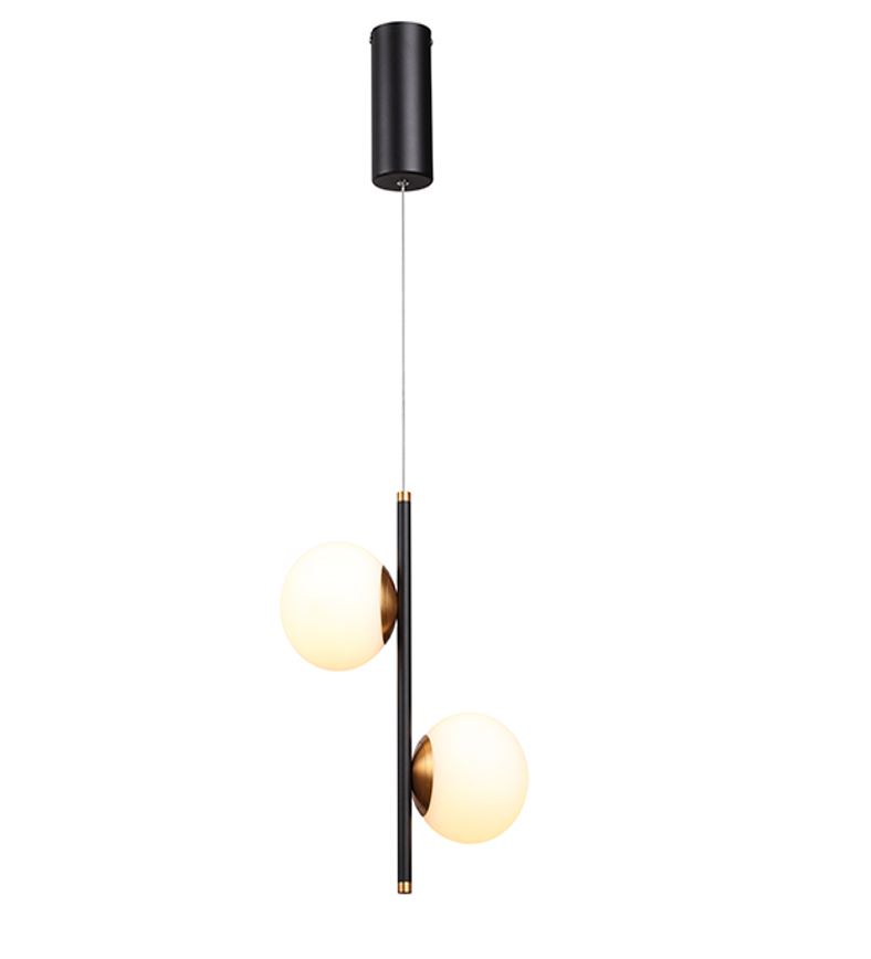Lámpara LED Decorativa Colgante, DG60123P, 16W, 4000K Blanco Natural, 85-265Vac, Dimensiones: 285x130x1500mm, IP20, Negra con dorado