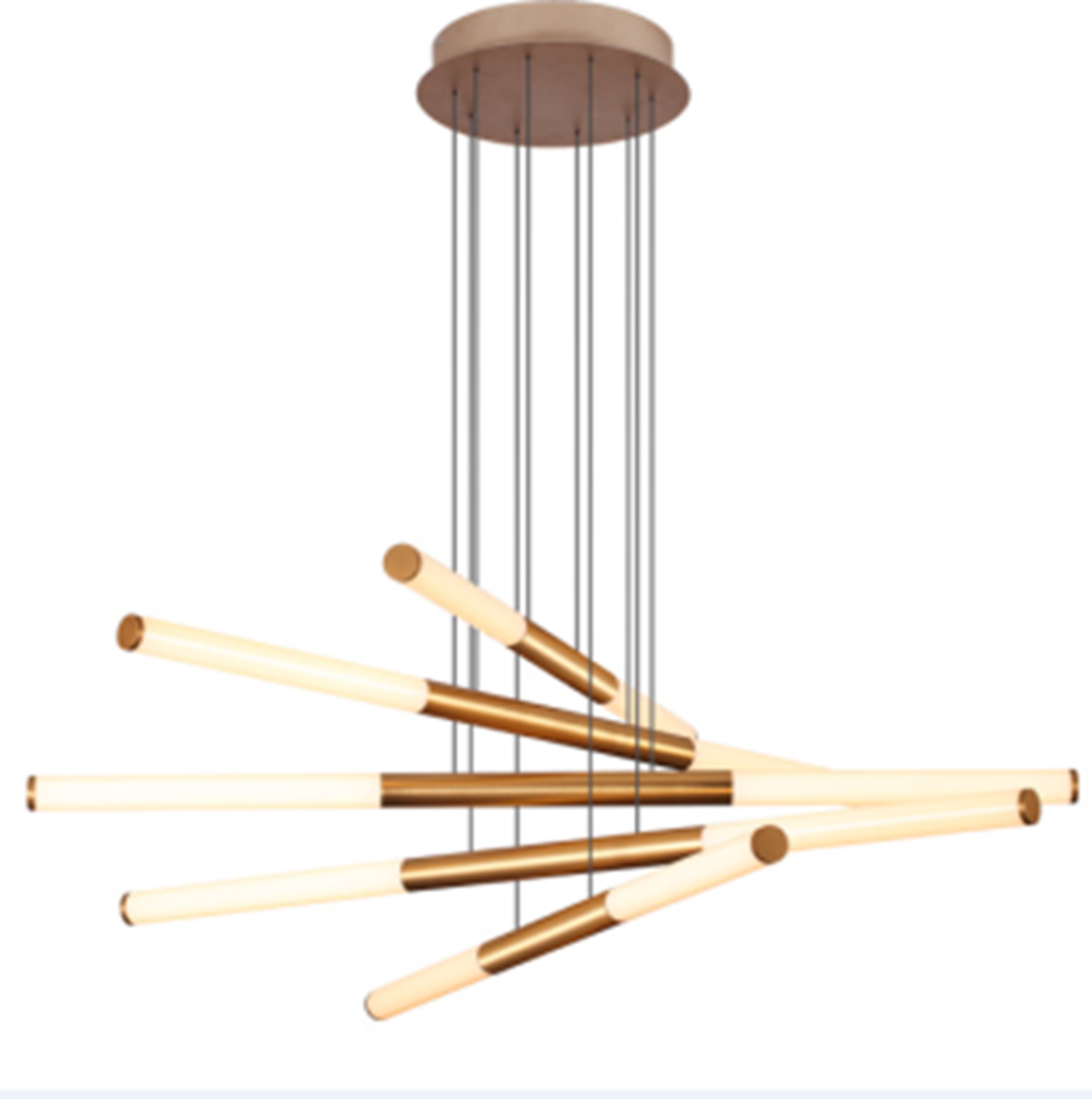 Lámpara LED Decorativa Colgante, DG50652P, 72W, 4000K Blanco Natural, 85-265Vac, Dimensiones: 900x900x1500mm, IP20, Dorado