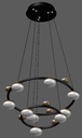 [DGPR-1026799] Lámpara LED Decorativa Colgante, DG50731P, 66W, 4000K Blanco Natural, 85-265Vac, Dimensiones: 600x600x1500mm, IP20, Negro con dorado