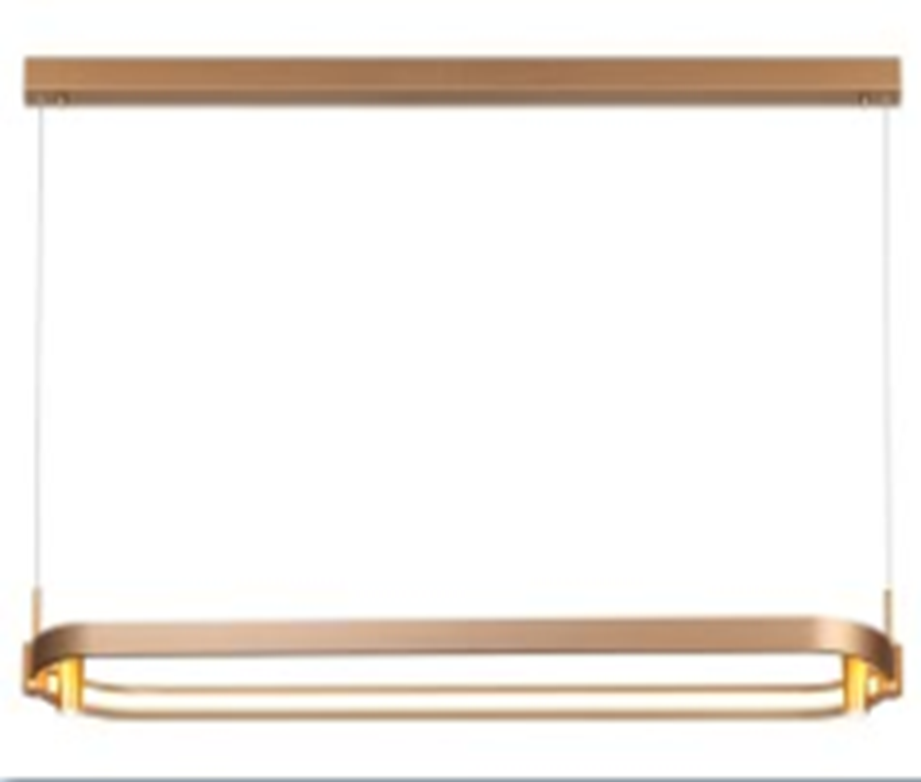 Lámpara LED Decorativa Colgante, DG61380P, 60W, 4000K Blanco Natural, 85-265Vac, Dimensiones: 1120x220x1500mm, IP20, Dorado