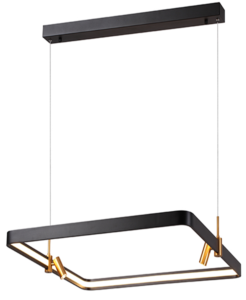 Lámpara LED Decorativa Colgante, DG50350P, 72W, 4000K Blanco Natural, 85-265Vac, Dimensiones: 810x780x1500mm, IP20, Negro con dorado