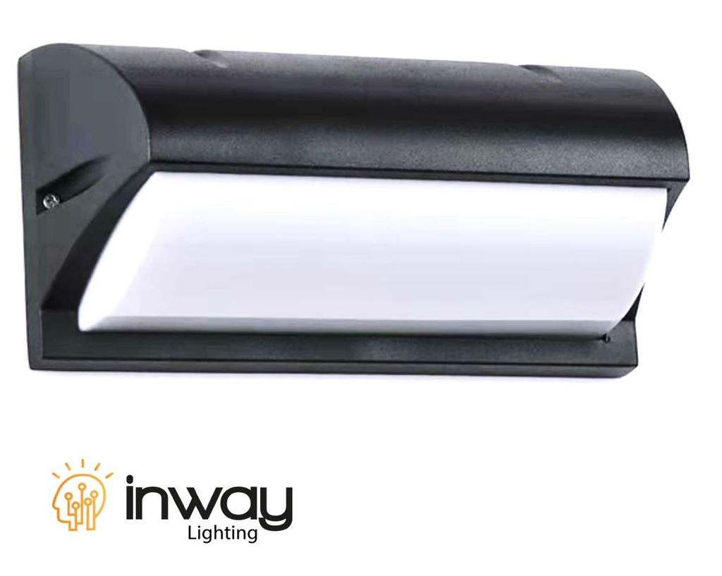 Lámpara LED de Pared (Aplique), DGW-1809, 12W, 6000K Blanco Frío, 85-265Vac, IP60, Negro, 180 Grados, Dimensiones: 260x100x60mm, Material: Aluminio, Uso en exterior techado o interior