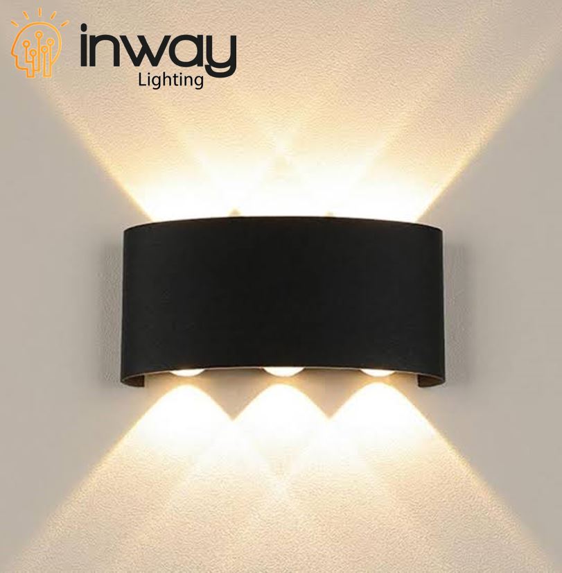 Lámpara LED de Pared (Aplique), DGW-052, 6W, 6x1W, 6000K Blanco Frío, 85-265Vac, IP60, Negro, 76 Grados, Dimensiones: 170x80x40mm, Material: Aluminio, Uso en exterior techado o interior