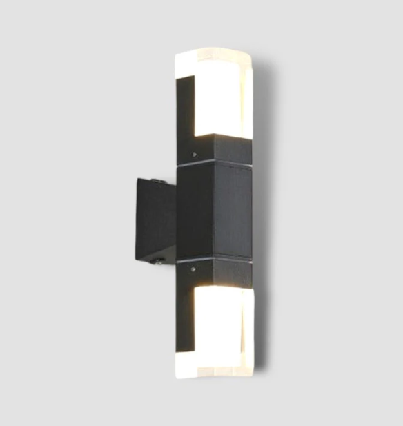 Lámpara LED de Pared (Aplique), DGW-1829, 10W, 3000K Blanco Cálido, 85-265Vac, IP60, Negro, 360 Grados, Dimensiones: 50x100x350mm, Material: Aluminio, Uso en exterior techado o interior