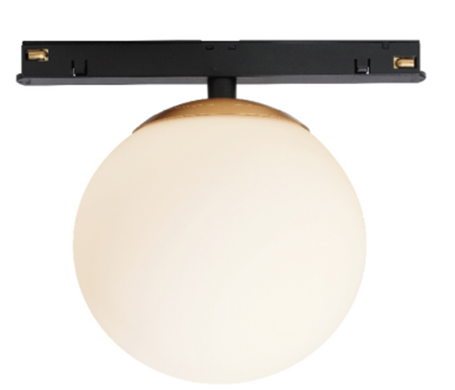 Lámpara Colgante Magnética LED p/Riel de 20mm de ancho, DG50292P, 8W, 4000K Blanco Natural, 48Vdc, Dimensiones: 130x130x162mm, IP20, Negro con dorado