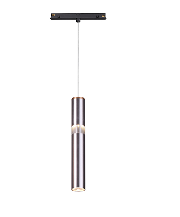 Lámpara Colgante Magnética LED p/Riel de 20mm de ancho, DG50298P, 8W, 4000K Blanco Natural, 48Vdc, Dimensiones: 40x40x2000mm, IP20, Plateado