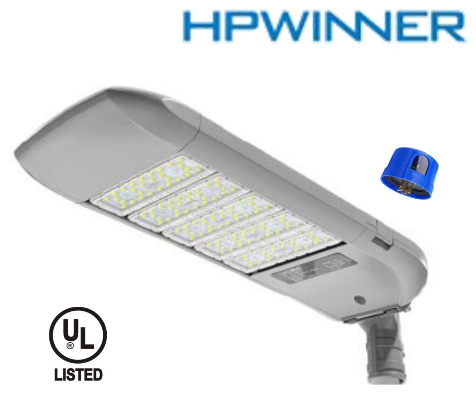 Lámpara de Calle LED Modular T19E-5 Con Base Giratoria de 3 Pin, 300W, 5700K, M16B (18pcs), 2127, Type III Medium, SANAN 5050, 72,000 horas de vida útil, 100-277Vac, con Supresor de Pico externo de 20KA, con brazo de 40-50mm, IP68, Gris, 140-165Lm/W