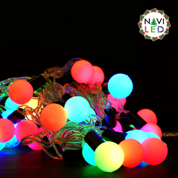 Extensión Navideña LED p/Exterior tipo Cherry de 18mm, 4W, RGB, 50LED/5Metros, 110Vac, IP65