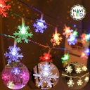 Extensión Navideña LED p/Exterior tipo Copo de Nieve, RGB, 50LED/5Metros, 110Vac, IP65